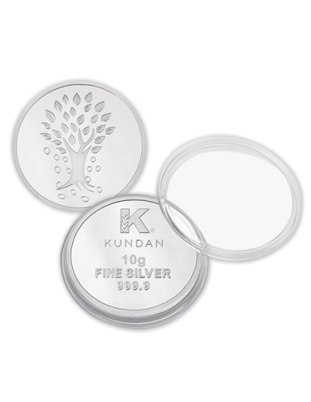 Kundan Kalpataru Tree Silver Coin of 10 Gram in 999 Purity / Fineness