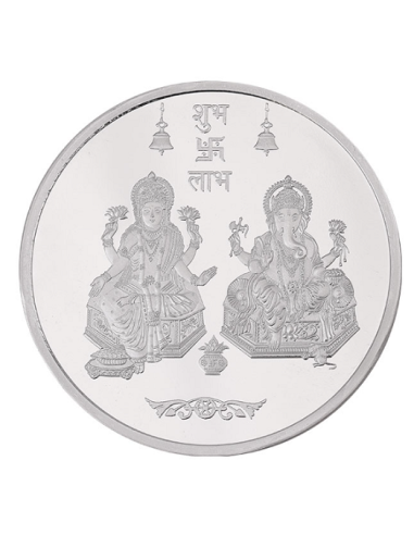 Kundan Lakshmi Ganesh Silver Coin of 10 Gram in 999 Purity / Fineness