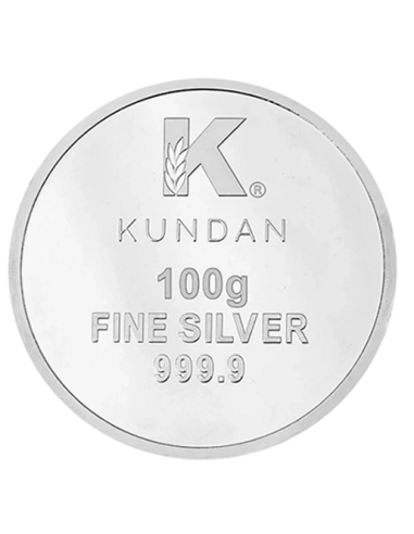 Kundan Lakshmi Ganesh Silver Coin Of 100 Gram in 999 Purity / Fineness