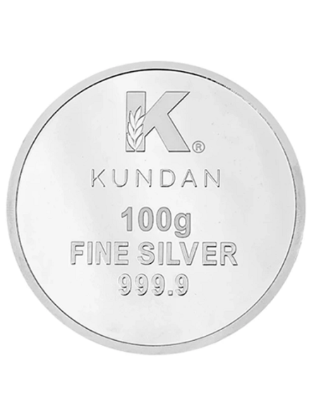 Kundan Lakshmi Ganesh Silver Coin Of 100 Gram in 999 Purity / Fineness