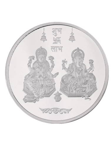 Kundan Lakshmi Ganesh Silver Coin Of 100 Gram in 999 Purity / Fineness