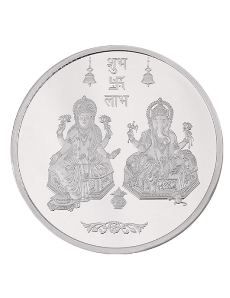 Kundan Lakshmi Ganesh Silver Coin Of 100 Gram in 999 Purity / Fineness