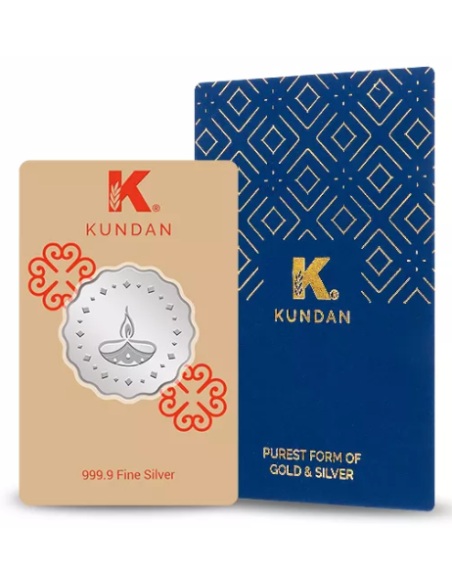 Kundan Diya Silver Coin Of 20 Gram in 999.9 Purity / Fineness in Certi Card