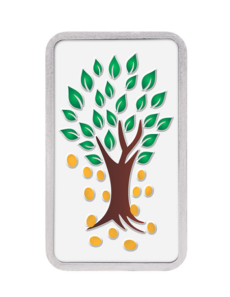Kundan Kalpataru Tree Color Silver Bar Of 100 Gram in 999.9 Purity / Fineness in Certi Card