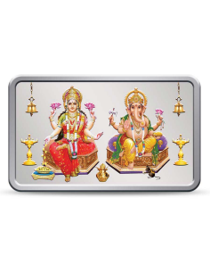 Kundan Lakshmi Ganesha Color Silver Bar Of 10 Gram in 999.9 Purity / Fineness