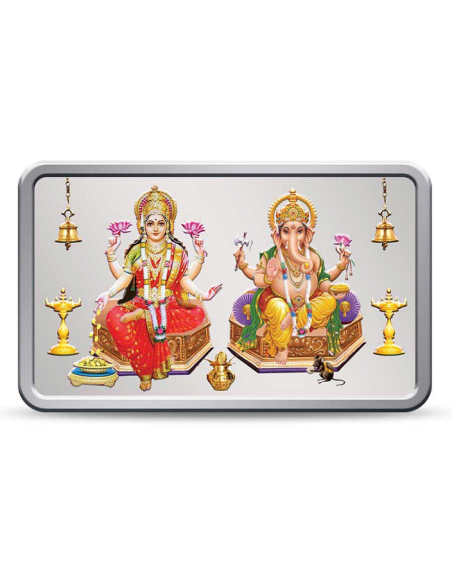 Kundan Lakshmi Ganesha Color Silver Bar Of 10 Gram in 999.9 Purity / Fineness