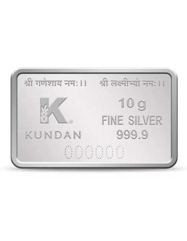 Kundan Lakshmi Ganesha Color Silver Bar Of 10 Gram in 999.9 Purity / Fineness
