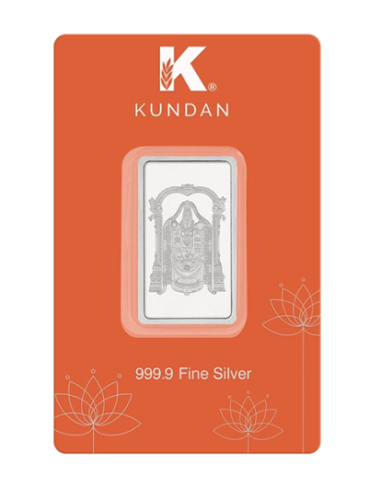 Kundan Tirupati Balaji Silver Bar of 20 Gram in 999 Purity / Fineness in Certi Card