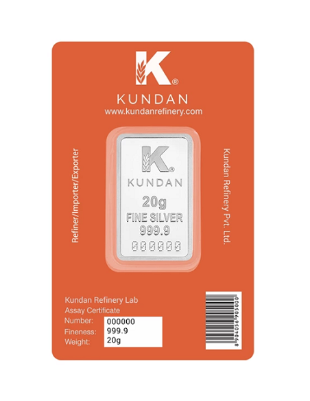 Kundan Tirupati Balaji Silver Bar of 20 Gram in 999 Purity / Fineness in Certi Card