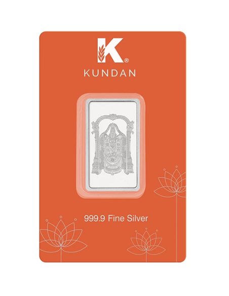 Kundan Tirupati Balaji Silver Bar Of 100 Gram in 999 Purity / Fineness in Certi Card