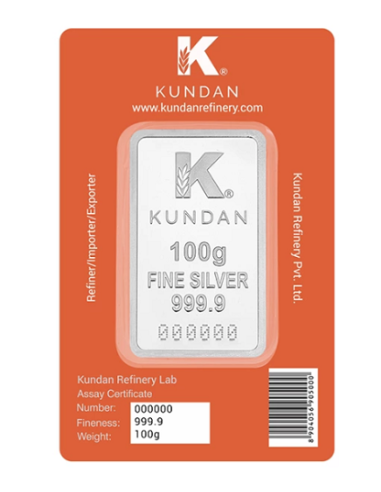 Kundan Tirupati Balaji Silver Bar Of 100 Gram in 999 Purity / Fineness in Certi Card