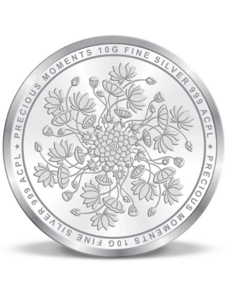 Precious Moments Color Lotus BIS Hallmarked Silver Coin Of 10 Gram in 999 Purity / Fineness By ACPL