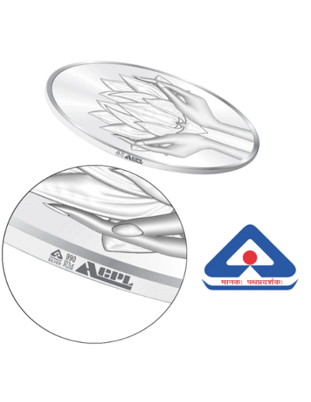 Precious Moments Lotus BIS Hallmarked Silver Coin Of 10 Gram in 999 Purity / Fineness By ACPL