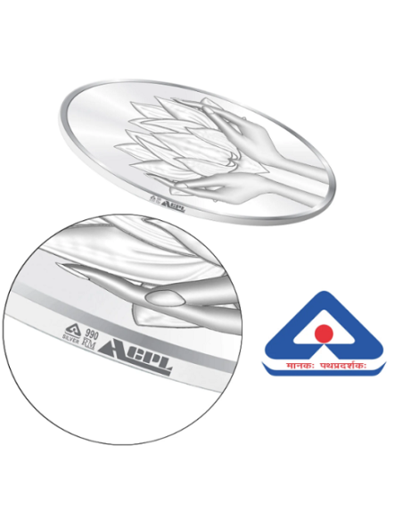 Precious Moments Lotus BIS Hallmarked Silver Coin Of 50 Gram in 999 Purity / Fineness By ACPL