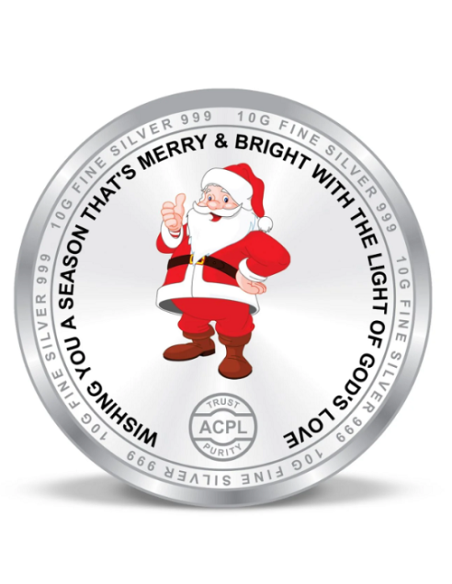 Precious Moments BIS Hallmarked Colorful Christmas Silver Coin Of 20 Gram in 999 Purity / Fineness by ACPL