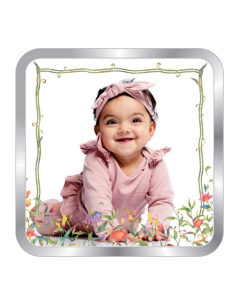 Precious Moments Personalised BIS Hallmarked New Born Baby Girl Silver Square Coin Of 20 Gram in 999 Purity / Fineness by ACPL