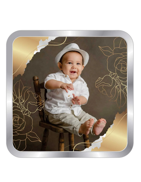 Precious Moments Personalised BIS Hallmarked New Born Baby Boy Silver Coin Of 10 Gram in 999 Purity / Fineness by ACPL