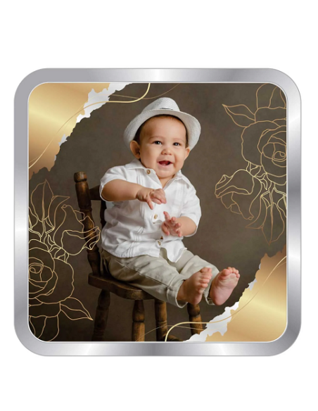 Precious Moments Personalised BIS Hallmarked New Born Baby Boy Silver Coin Of 50 Gram in 999 Purity / Fineness by ACPL