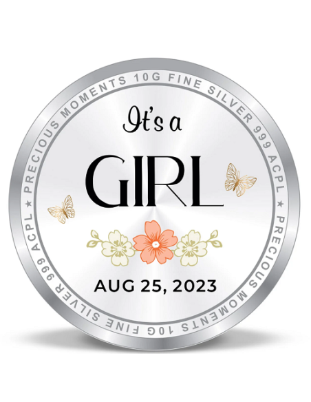 Precious Moments Personalised BIS Hallmarked New Born Baby Girl Silver