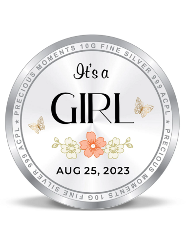 Precious Moments Personalised BIS Hallmarked New Born Baby Girl Silver