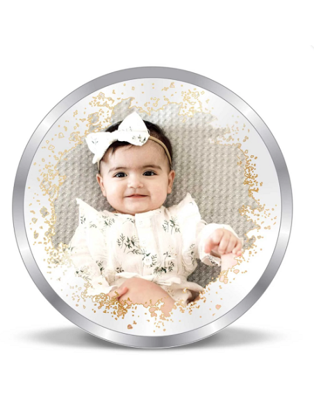 Precious Moments Personalised BIS Hallmarked New Born Baby Girl Silver Coin Of 20 Gram in 999 Purity / Fineness by ACPL