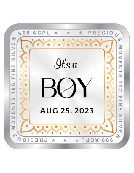 Precious Moments Personalised BIS Hallmarked New Born Baby Girl Silver Square Coin Of 20 Gram in 999 Purity / Fineness By ACPL