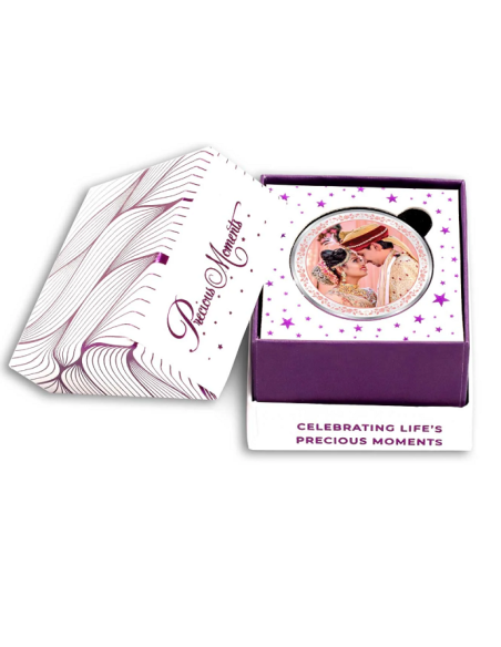 Precious Moments Personalised BIS Hallmarked Wedding Anniversary Silver Coin Of 10 Gram in 999 Purity / Fineness By ACPL