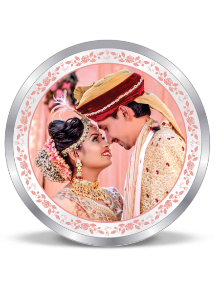 Precious Moments Personalised BIS Hallmarked Wedding Anniversary Silver Coin Of 50 Gram in 999 Purity / Fineness By ACPL
