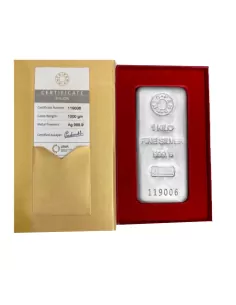 MMTC-PAMP Ingot Silver Casted Bar Of 1 Kg in 24 Karat 999.9 Purity / F