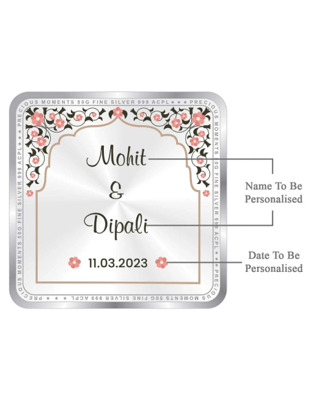 Precious Moments Personalised BIS Hallmarked Wedding Anniversary Silver Coin Of 10 Gram in 999 Purity / Fineness By ACPL
