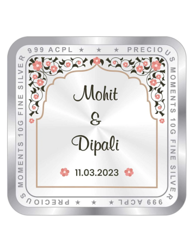 Precious Moments Personalised BIS Hallmarked Wedding Anniversary Silver Coin Of 20 Gram in 999 Purity / Fineness By ACPL