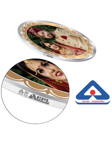 Precious Moments Personalised BIS Hallmarked Wedding Anniversary Silver Coin Of 50 Gram in 999 Purity / Fineness By ACPL