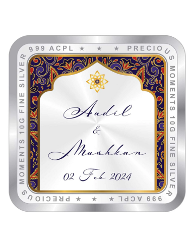 Precious Moments Personalised BIS Hallmarked Wedding Anniversary Silver Coin Of 10 Gram in 999 Purity / Fineness By ACPL