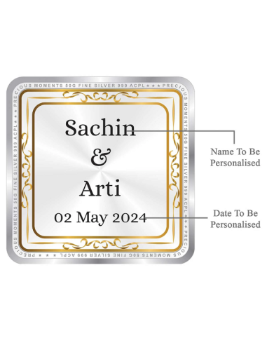 Precious Moments Personalised BIS Hallmarked Wedding Anniversary Silver Coin Of 20 Gram in 999 Purity / Fineness By ACPL