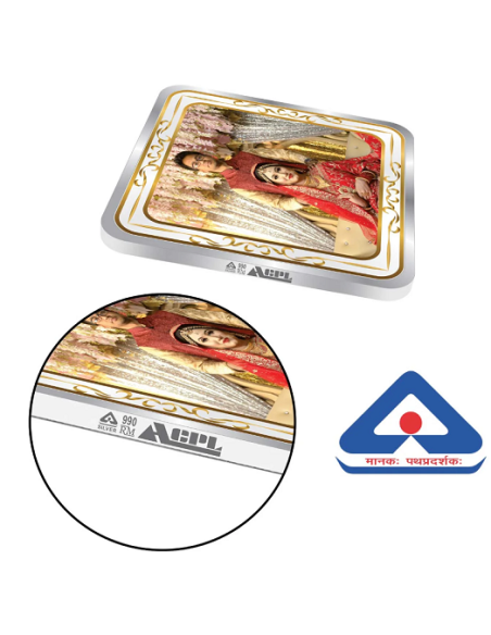 Precious Moments Personalised BIS Hallmarked Wedding Anniversary Silver Coin Of 50 Gram in 999 Purity / Fineness By ACPL