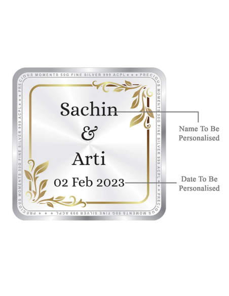 Precious Moments Personalised BIS Hallmarked Wedding Anniversary Silver Coin Of 10 Gram in 999 Purity / Fineness By ACPL