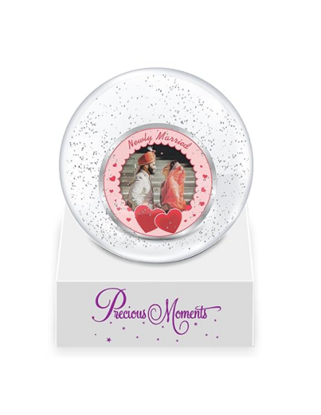 Precious Moments Personalised BIS Hallmarked New Married Silver Coin in Glass Globe Of 10 Gram in 999 Purity / Fineness By ACPL
