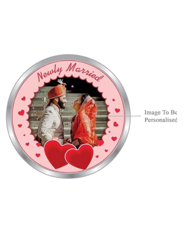Precious Moments Personalised BIS Hallmarked New Married Silver Coin in Glass Globe Of 10 Gram in 999 Purity / Fineness By ACPL