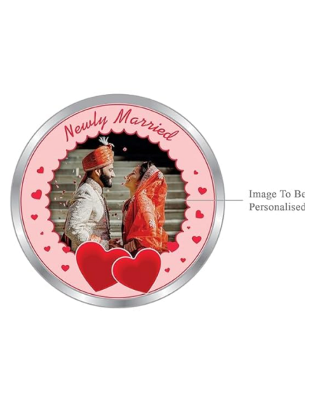 Precious Moments Personalised BIS Hallmarked New Married Silver Coin in Glass Globe Of 10 Gram in 999 Purity / Fineness By ACPL