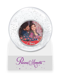 Precious Moments Personalised BIS Hallmarked Anniversary Silver Coin in Glass Globe Of 10 Gram in 999 Purity / Fineness By ACPL