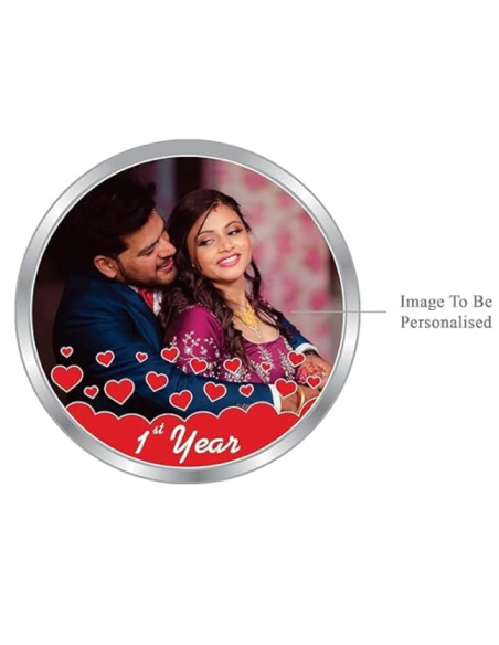 Precious Moments Personalised BIS Hallmarked Anniversary Silver Coin in Glass Globe Of 10 Gram in 999 Purity / Fineness By ACPL