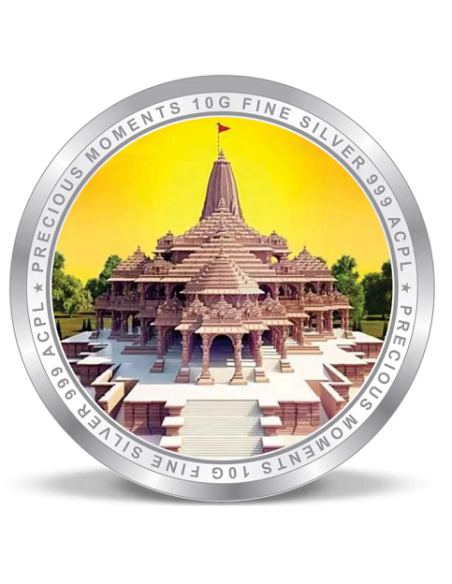 Precious Moments Color Lord Ram JI BIS Hallmarked Silver Coin Of 10 Gram in 999 Purity / Fineness by ACPL