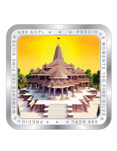 Precious Moments Color Lord Ram JI BIS Hallmarked Silver Square Coin Of 20 Gram in 999 Purity / Fineness by ACPL