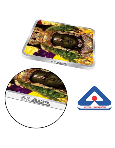 Precious Moments Color Lord Ram JI BIS Hallmarked Silver Square Coin Of 50 Gram in 999 Purity / Fineness by ACPL
