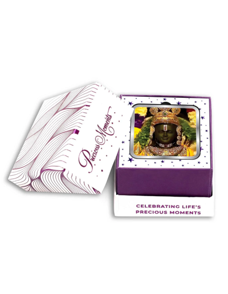 Precious Moments Color Lord Ram JI BIS Hallmarked Silver Square Coin Of 50 Gram in 999 Purity / Fineness by ACPL