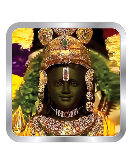 Precious Moments Color Lord Ram JI BIS Hallmarked Silver Square Coin Of 50 Gram in 999 Purity / Fineness by ACPL