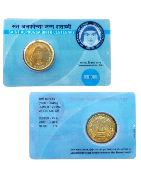 Year 2009- Saint Alphonsa Birth Centenary Commemorative Coin (Rs.5 Coi