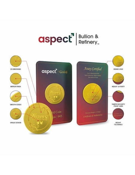 Aspect Bullion Happy Anniversary Gold Coin Of 10 Grams in 24 Karat 995