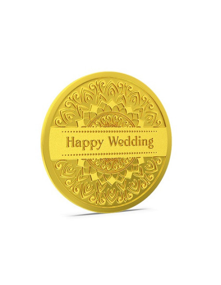 Aspect Bullion Happy Wedding Gold Coin Of 5 Grams in 24 Karat 995 Puri