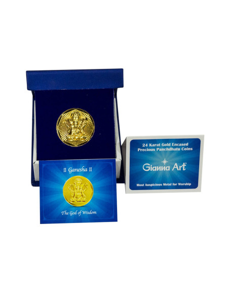 Ganesha Panchdhatu Coins Fusion of Gold Silver Copper Tin and Zinc